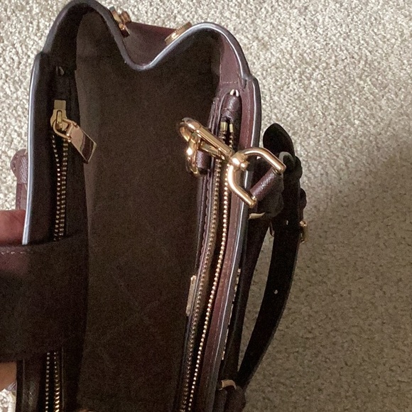 Michael Kors burgundy/brick colored handbag. - Picture 5 of 11